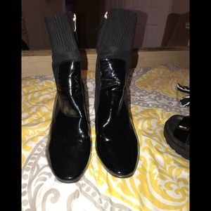 PATENT LUCITE HEEL SOCK BOOTIE - WIDE WIDTH